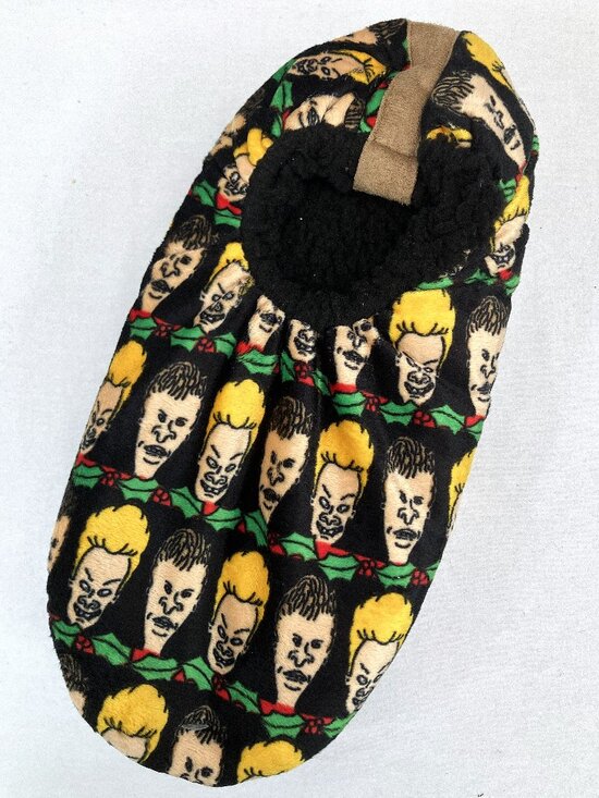 NWT Unisex Fuzzy Baba Beavis and Butt-Head Slipper Socks With No-Slip Sole - Picture 1 of 4